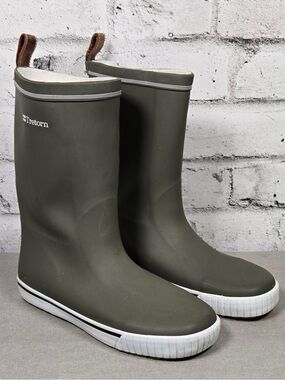 Tretorn Olive Green Waterproof Rain Boots Size 7 Rubber Mid Calf Boots